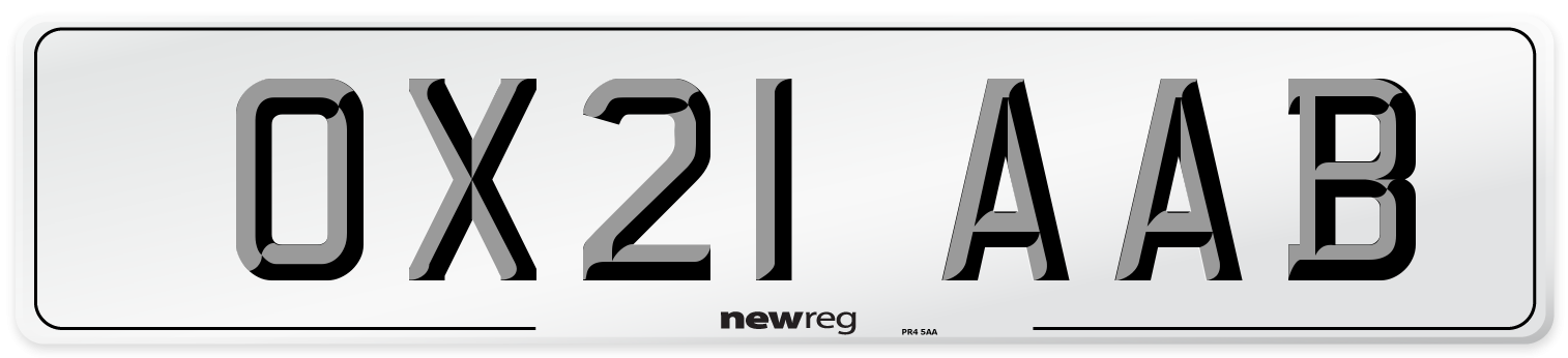 OX21 AAB Number Plate from New Reg